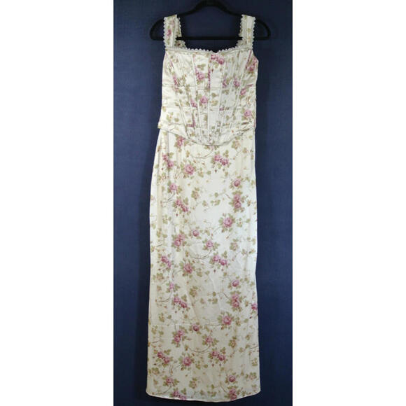 NEW, HOUSE OF CB Isis Floral Corset Bodice Gown In White floral Sz L #MD1251 - Picture 8 of 13